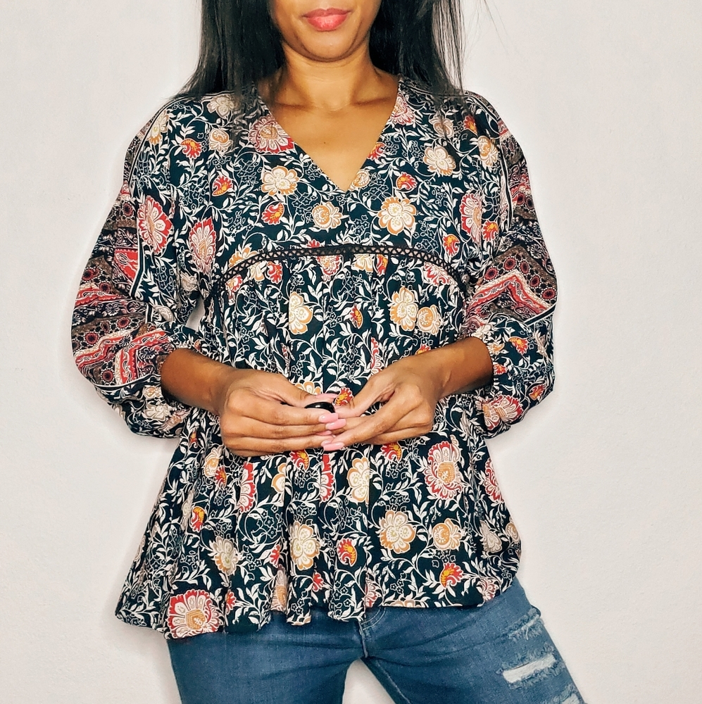 Knox Rose Boho Eyelet Blouse, Size XS